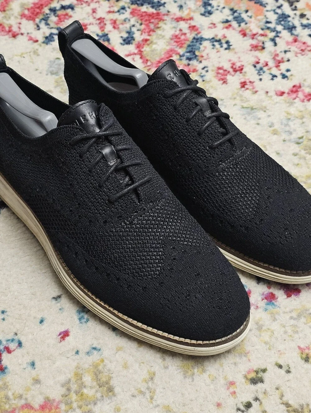 Cole Haan Mens 9.5 M Original Grand Knit Wingtip II Black Ivory Shoes C27959